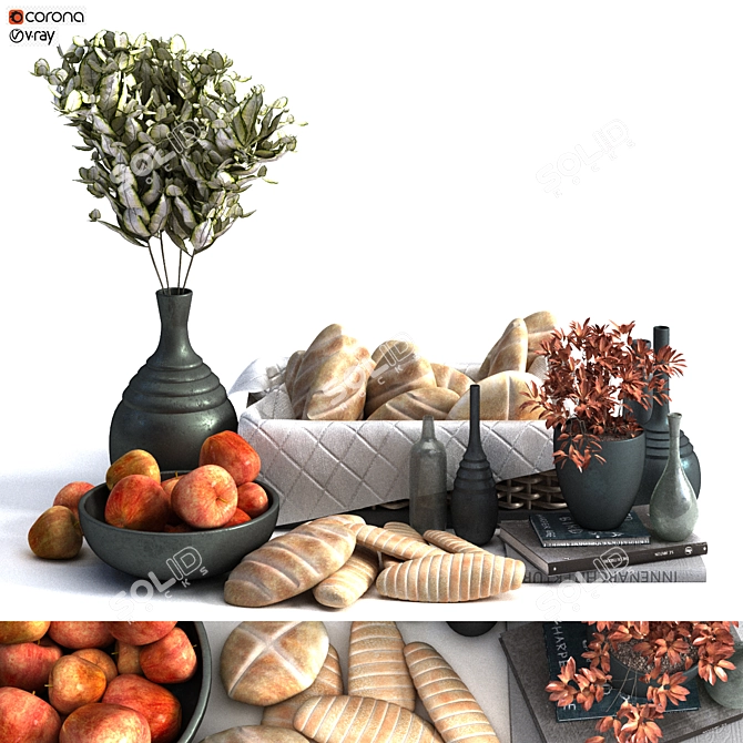 Elegant Breakfast Set Decoration 3D model image 4