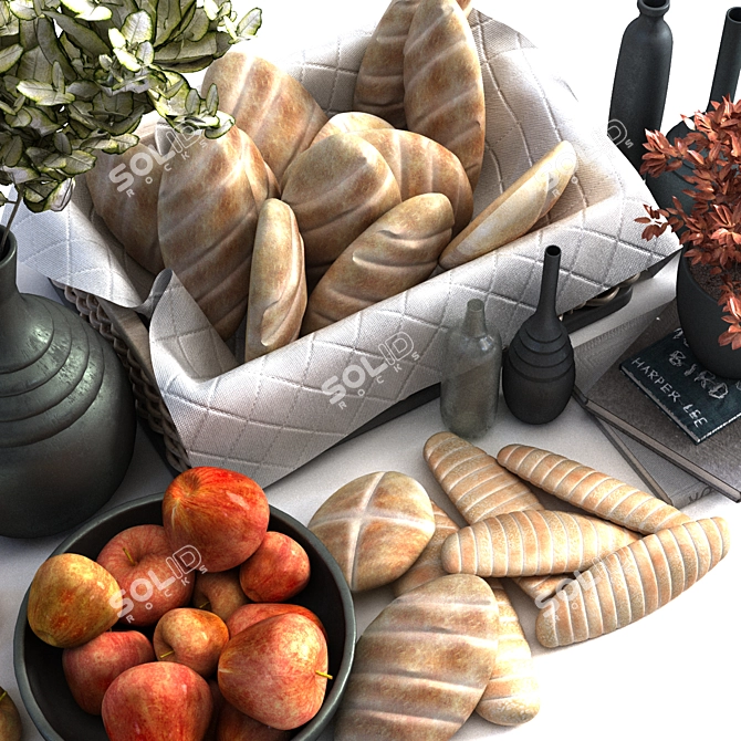 Elegant Breakfast Set Decoration 3D model image 7