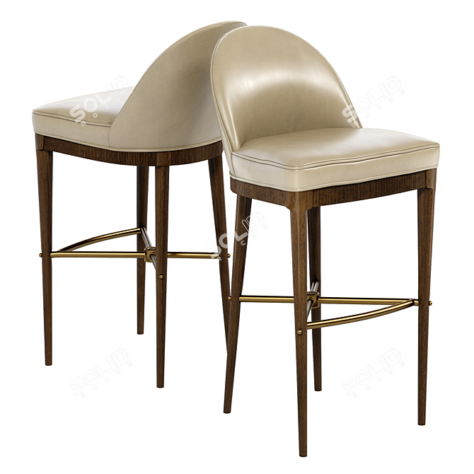 Elegant Laurent Bar Stool 3D model image 2