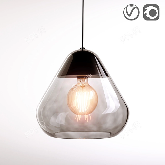 Elegant Glass and Wood Lamp 3D model image 1