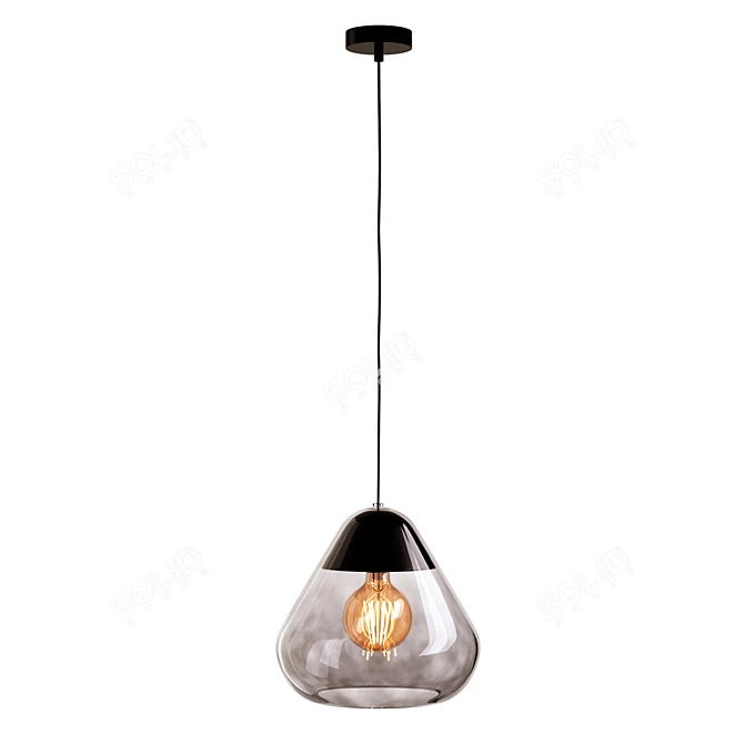 Elegant Glass and Wood Lamp 3D model image 3