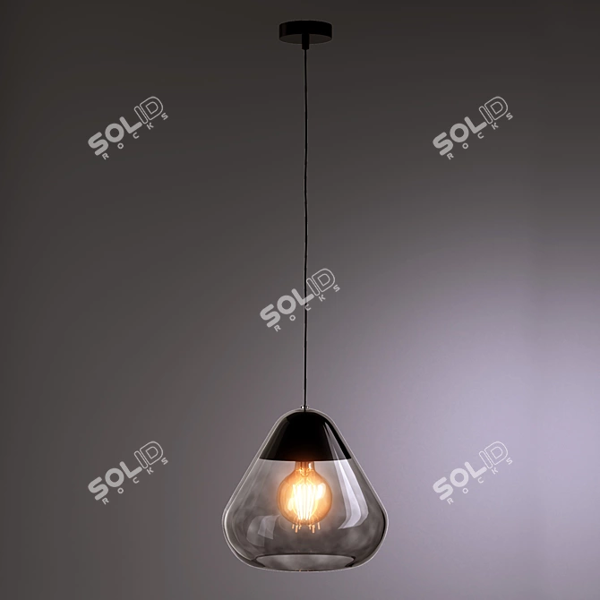 Elegant Glass and Wood Lamp 3D model image 4