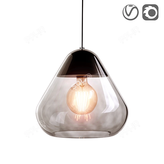 Elegant Glass and Wood Lamp 3D model image 5