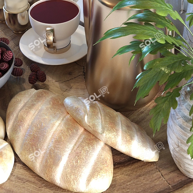 Elegant Breakfast Set Decoration 3D model image 3