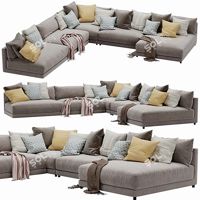 Modern Blanche Katarina Sectional 3D model image 1