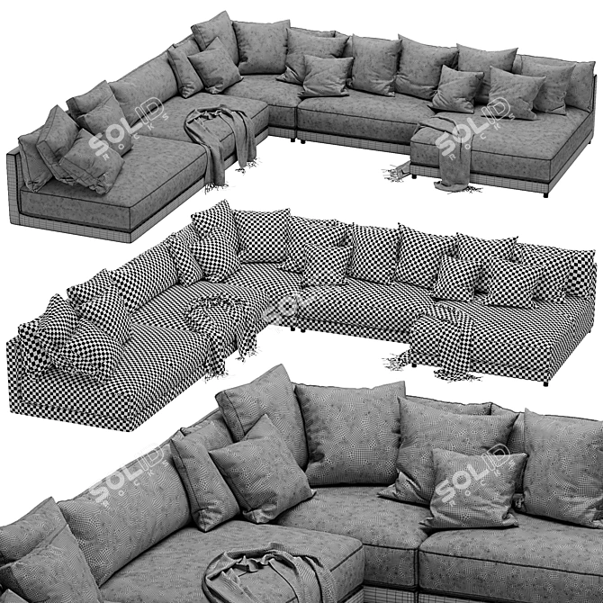 Modern Blanche Katarina Sectional 3D model image 4