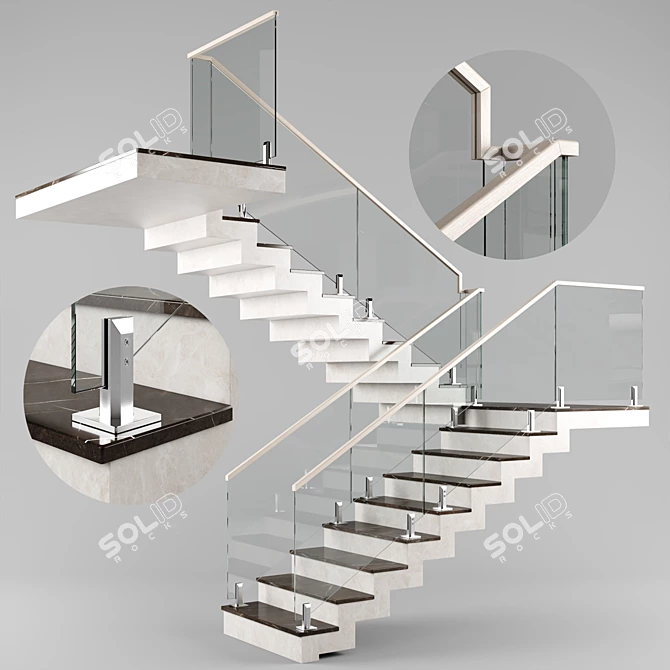 Sleek Modern Staircase for Contemporary Interiors 3D model image 1