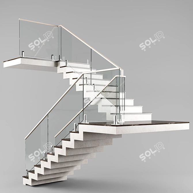 Sleek Modern Staircase for Contemporary Interiors 3D model image 2