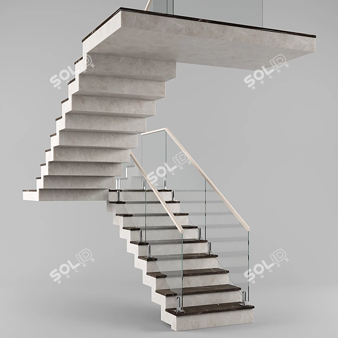 Sleek Modern Staircase for Contemporary Interiors 3D model image 4