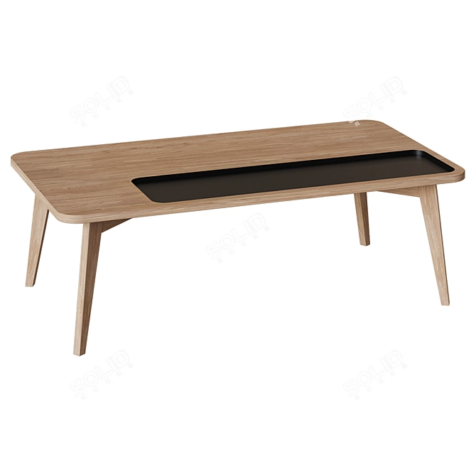 Modern Black Wood Coffee Table 3D model image 1