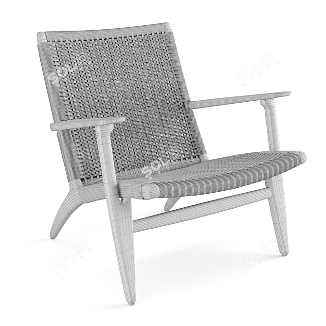 Classic Carl Hansen CH25 Rattan Lounge Chair 3D model image 2