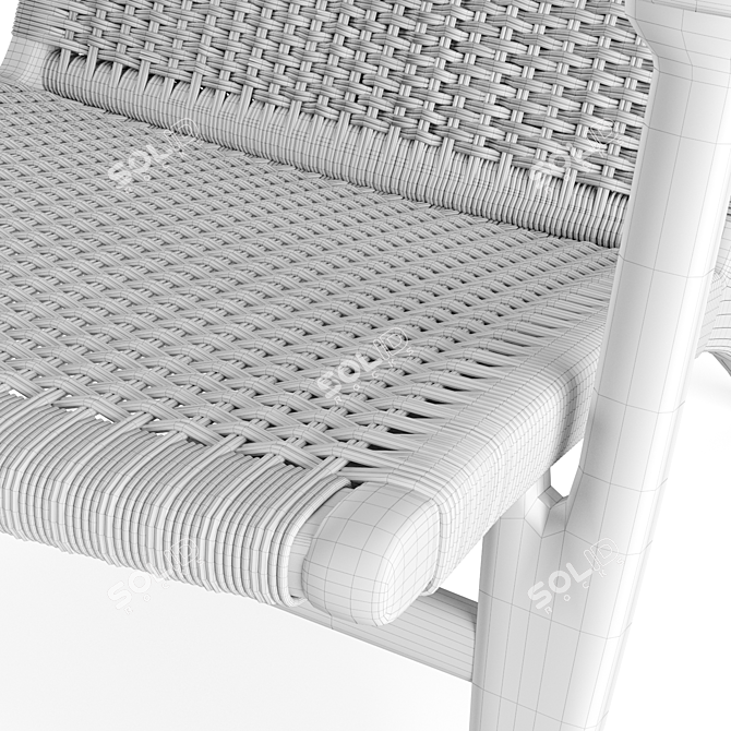 Classic Carl Hansen CH25 Rattan Lounge Chair 3D model image 4