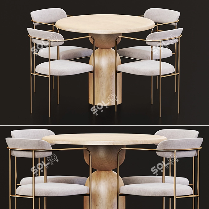 Modern Dining Set 16-Piece 3D model image 1