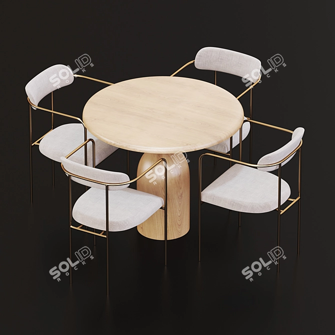 Modern Dining Set 16-Piece 3D model image 2