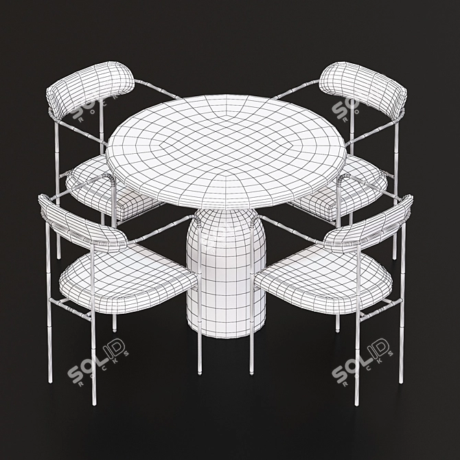 Modern Dining Set 16-Piece 3D model image 4