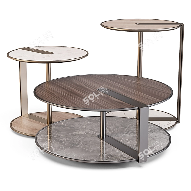 Giorgetti Meda: Clamp Metallic Coffee & Side Tables 3D model image 1
