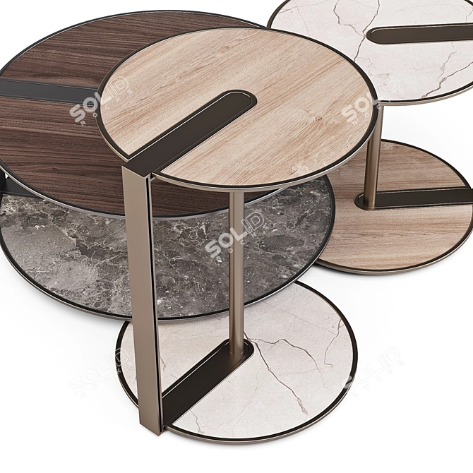 Giorgetti Meda: Clamp Metallic Coffee & Side Tables 3D model image 2