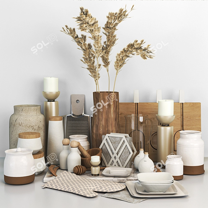 Sleek Kitchen Essentials Set 3D model image 1