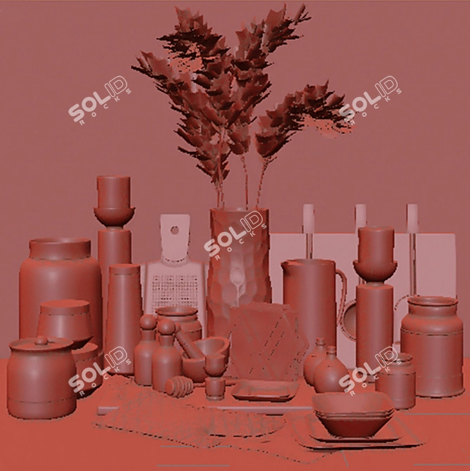 Sleek Kitchen Essentials Set 3D model image 4