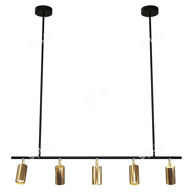 Sleek 5-Light Gold Track Chandelier 3D model image 1