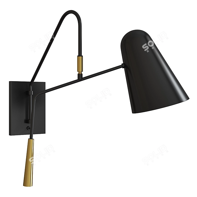 Elegant Midnight Black Simon Wall Sconce 3D model image 1