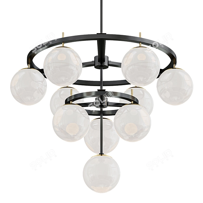 Elegant Alluria Weathered Black Chandelier 3D model image 1