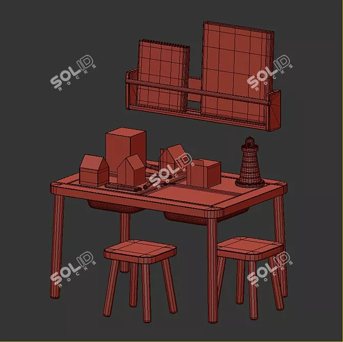 FLISAT Kids Table & Chair Set 3D model image 5