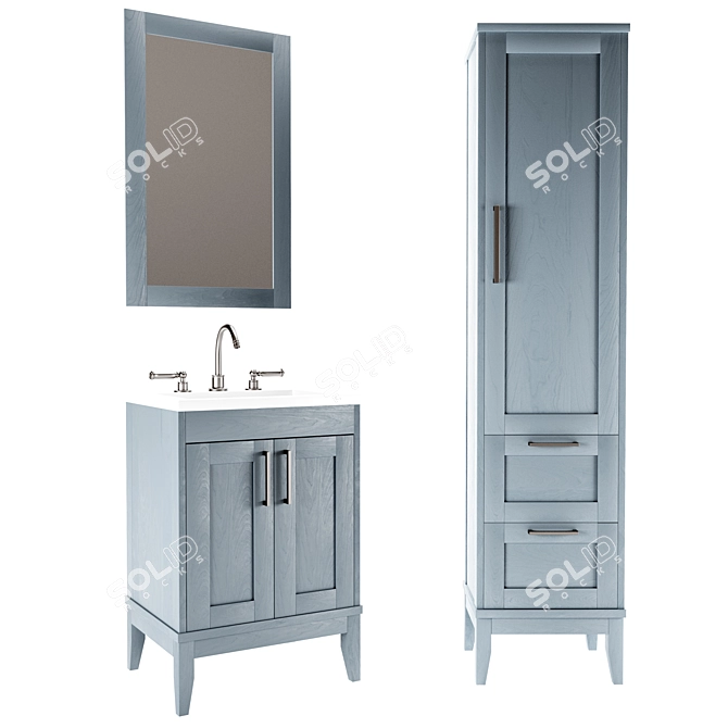 Elegant Ivory Bathroom Set 3D model image 1