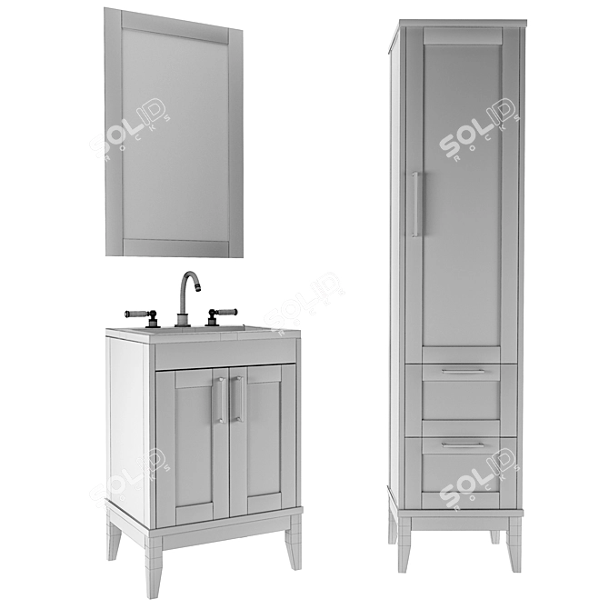 Elegant Ivory Bathroom Set 3D model image 3