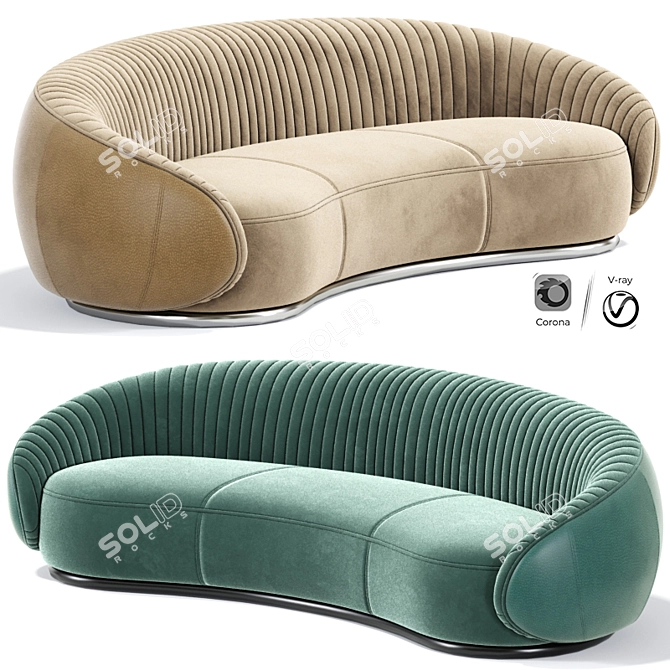 Glamorous Ghidini Curved Sofa 3D model image 1