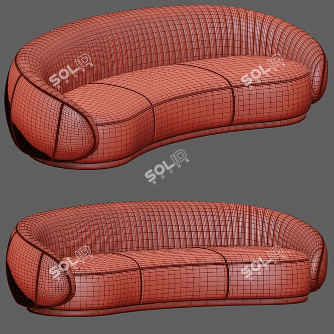 Glamorous Ghidini Curved Sofa 3D model image 2