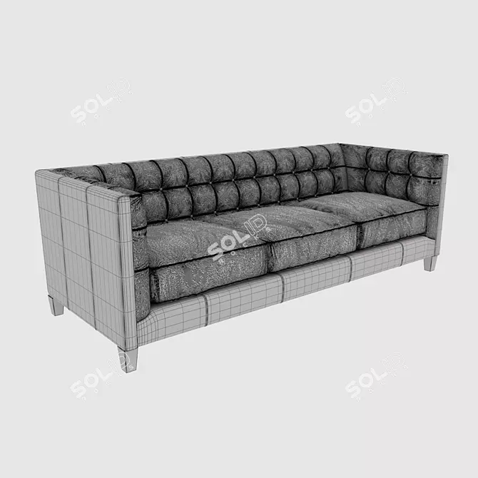 Title: Antique Courtyard Premium Leather Sofa 3D model image 4