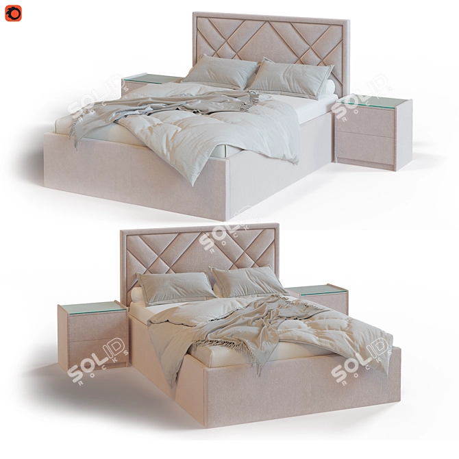 Malta Bed with TM450 Nightstands 3D model image 1