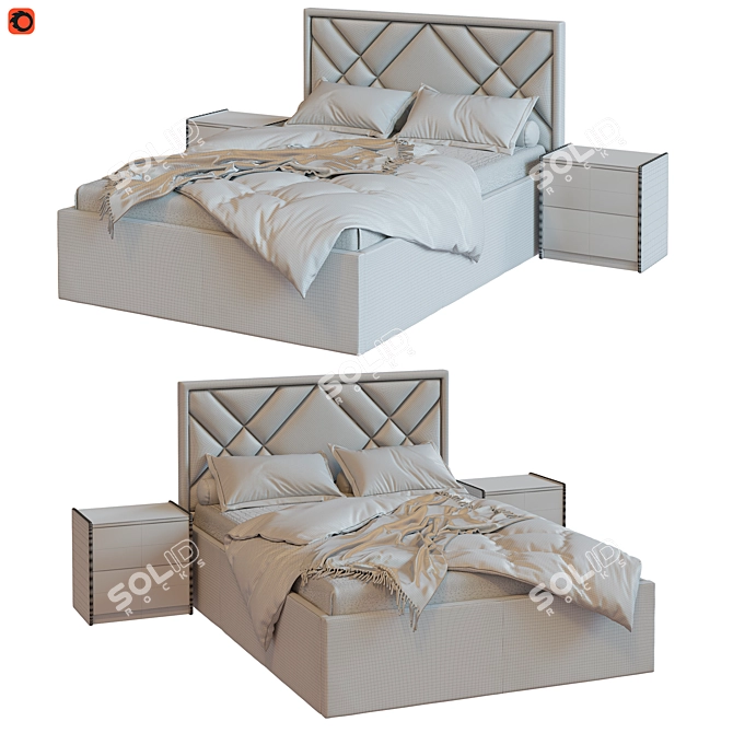 Malta Bed with TM450 Nightstands 3D model image 5