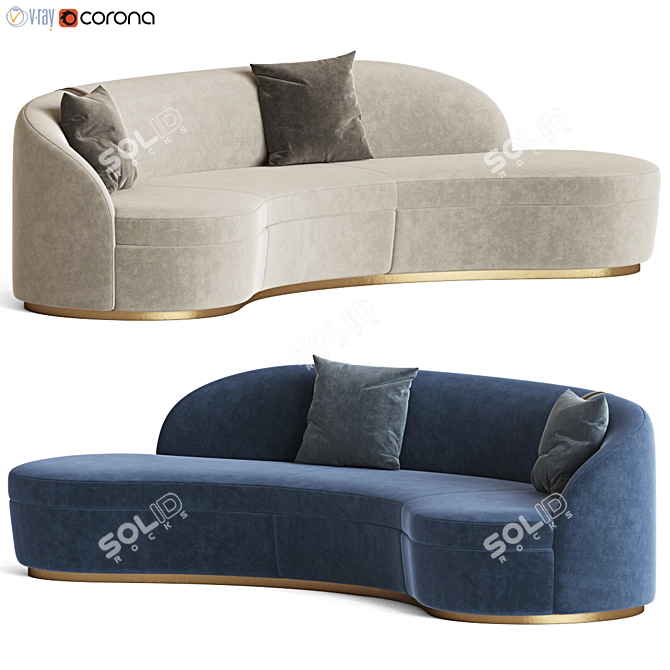 Elegant Curved Sofa: Otium Capital Collection 3D model image 1