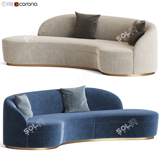 Elegant Curved Sofa: Otium Capital Collection 3D model image 2