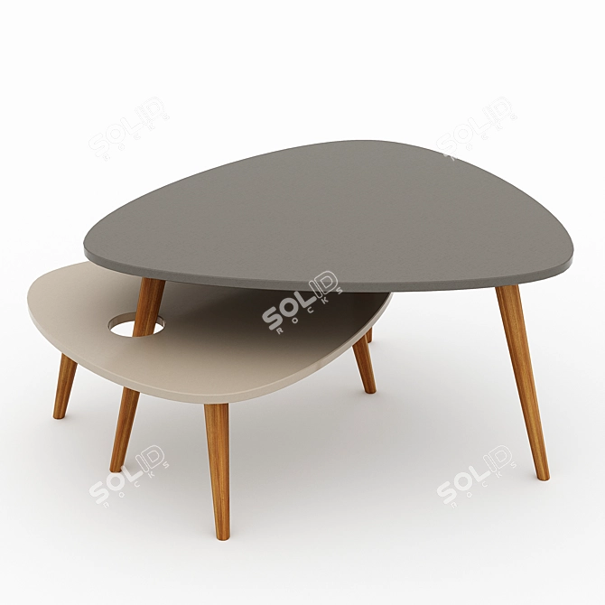 Stylish Grey Coffee Tables 3D model image 1