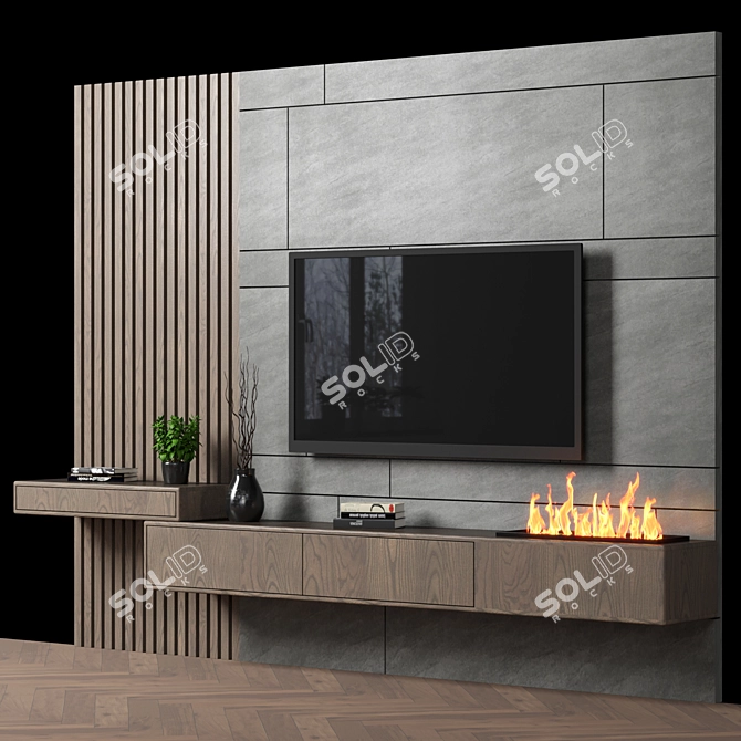 Versatile TV Wall: High-Quality Design & Editable 3D model image 4