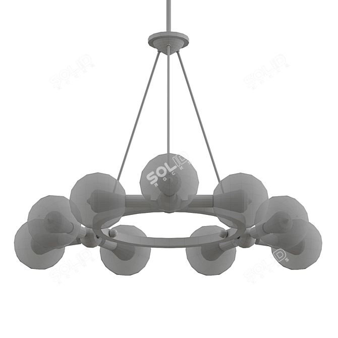 Sleek Nickel 9-Light Chandelier 3D model image 2