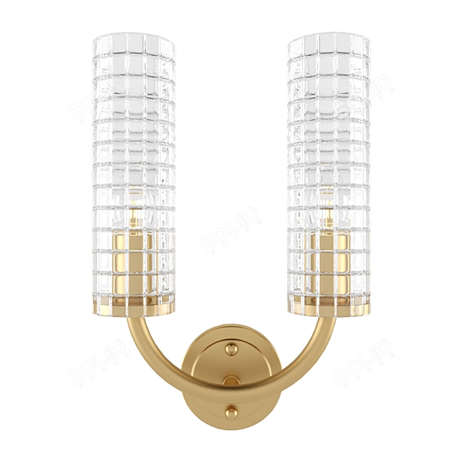 Elegant Brass Glass Pendant 3D model image 1