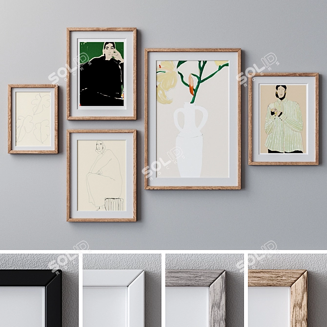 Modern Multi-Size Photo Frames 3D model image 1