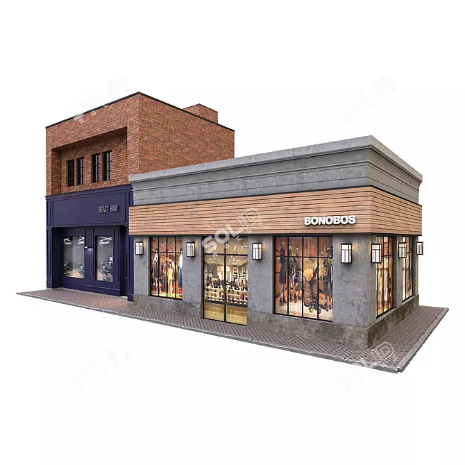 Modern Barbershop Boutique: Polygonal Design 3D model image 1