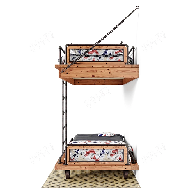 Kids Loft Bunk Bed with Bedding 3D model image 3