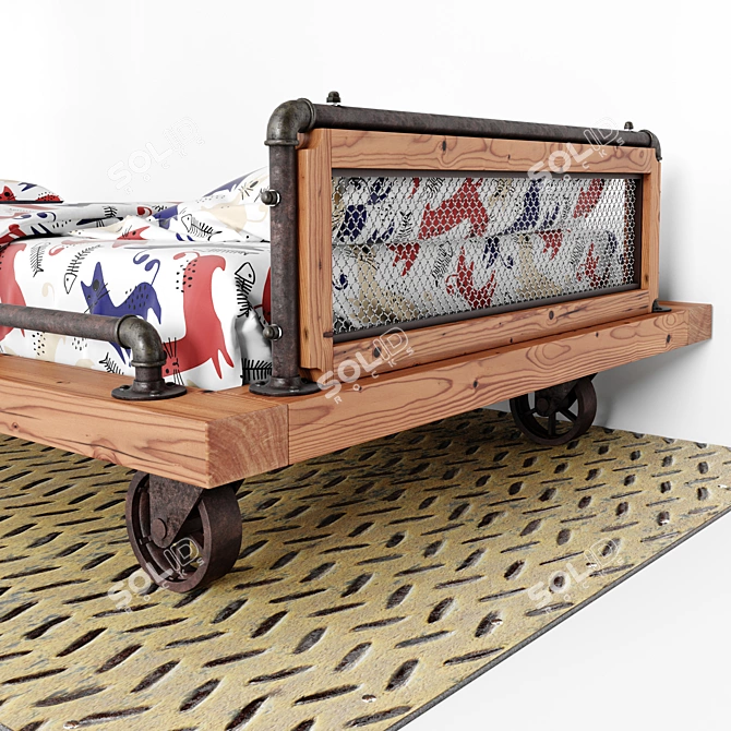 Kids Loft Bunk Bed with Bedding 3D model image 6