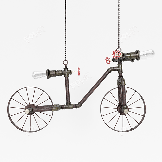 Loft Bicycle Chandelier: Stylish Hanging Lamp 3D model image 2