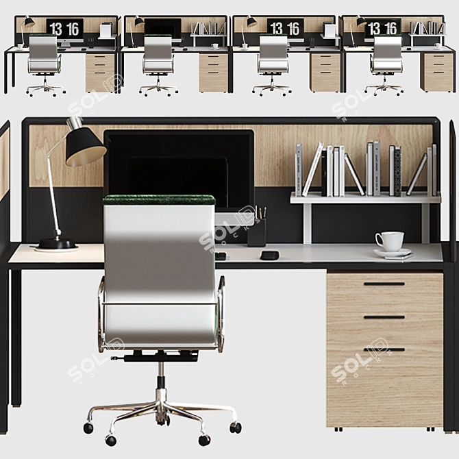 Modern Office Furniture Set 3D model image 3