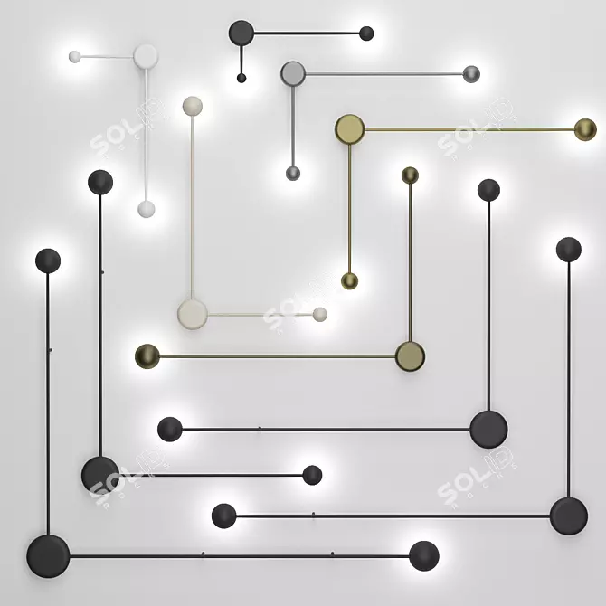 Graphic LED Wall Lamp: IT-Dots Corner 3D model image 1
