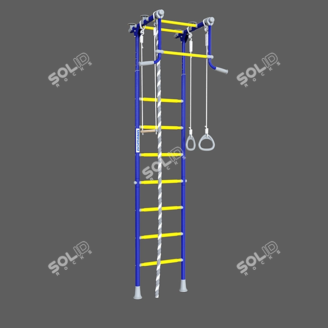 Swedish Wall ROMANA R2: Compact and Adjustable Fitness Corner 3D model image 2