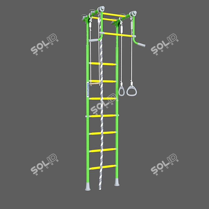 Swedish Wall ROMANA R2: Compact and Adjustable Fitness Corner 3D model image 3