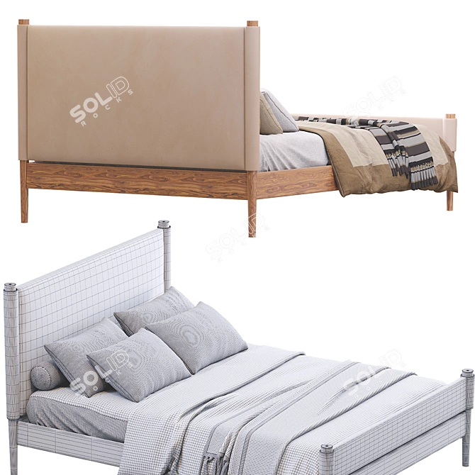 West Elm Walker Bed: Modern and Stylish Sleep Solution 3D model image 4